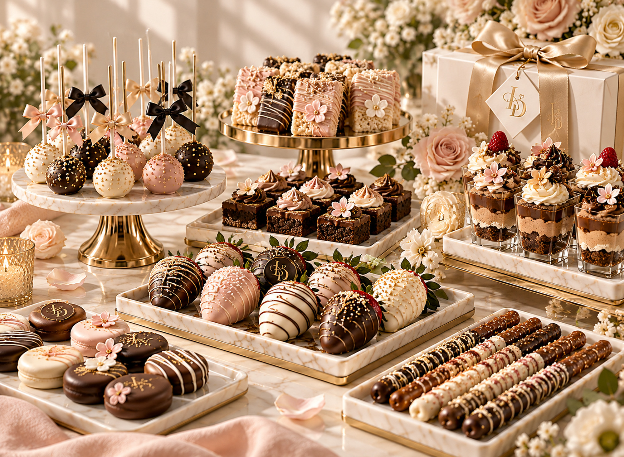Black and gold decorative sweets from La Dulcería